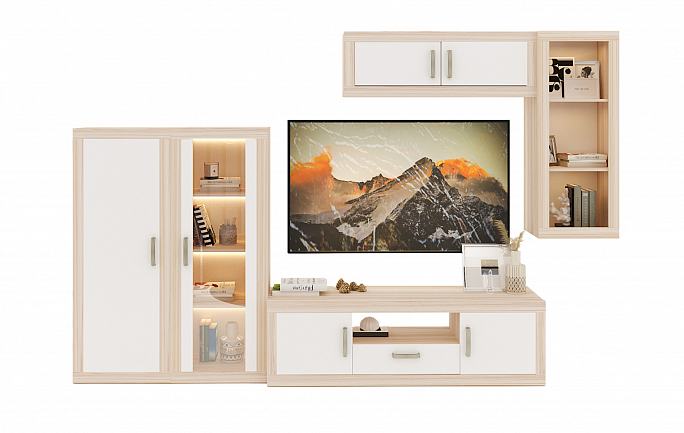 Гостиная 02 "Тойво" карамель/белый жемчуг