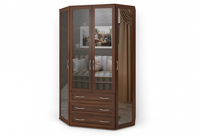 Шкаф эркерный "Э-2МЗ" зеркальный