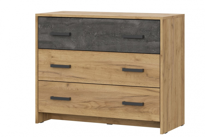 Комод 3 ящика "МСП-1" дуб золотой/камень тёмный