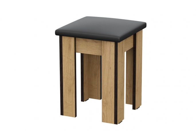 Табурет №1 дуб золотой/экокожа черная