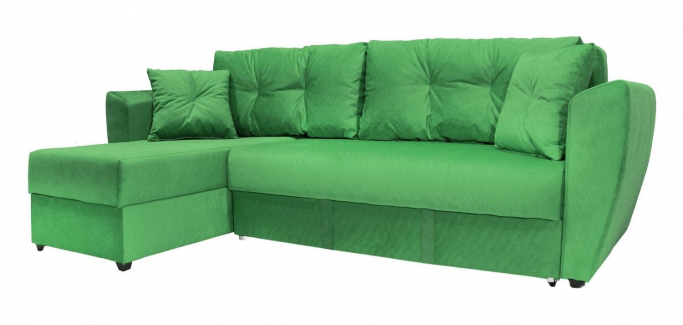 Угловой диван-кровать "Амстердам" велюр зеленый