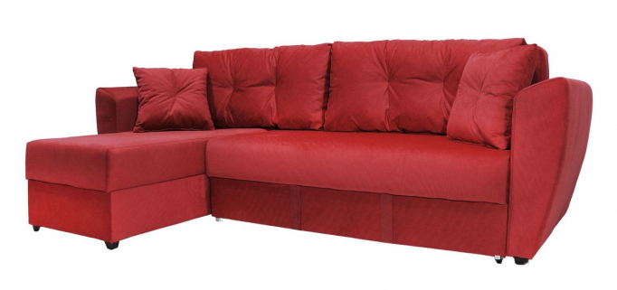 Угловой диван-кровать "Амстердам" велюр красный