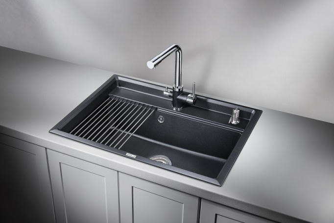 Мойка кухонная "Kitchen Space (Китчен Спэйс)" 7301 шварц (черный металлик)