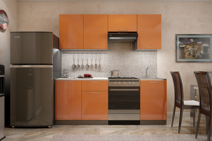 Кухня "София" оранжевый металлик