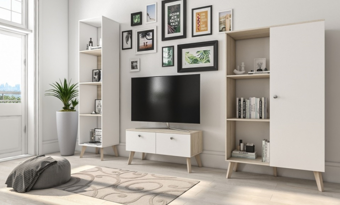 Гостиная "Нордик 4"  белый/дуб сонома светлый 3025