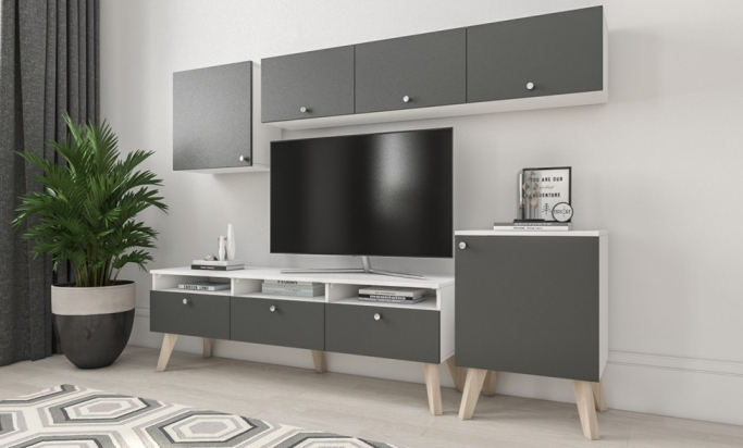 Гостиная "Нордик 7" белый/антрацит 0164 РЕ