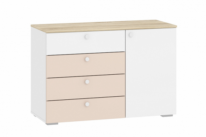 Комод "Банни" НМ 041.39 бисквит/белый/дуб сонома