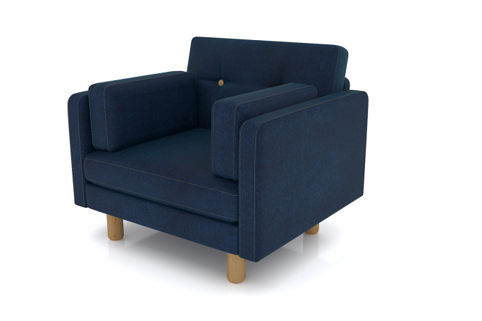 Кресло для отдыха "Ингвар" синий велюр