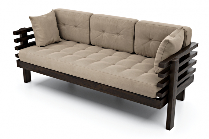 Диван "Стоун" венге, бежевый велюр