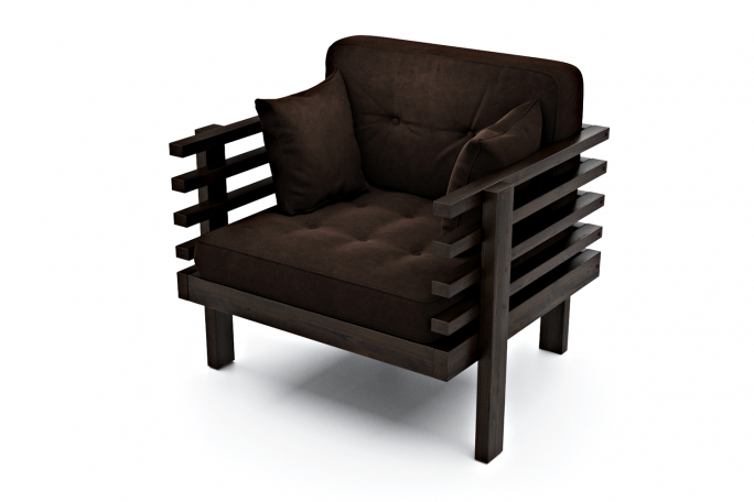 Кресло для отдыха "Стоун" венге, шоколадный велюр