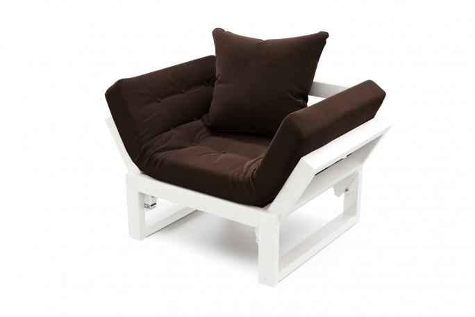 Кресло-кровать "Амбер" белая эмаль, шоколадный велюр