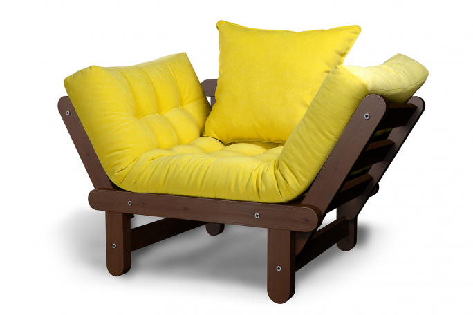 Кресло-кровать "Сламбер" орех, лимонный вельвет