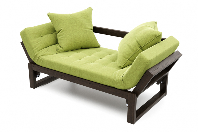 Кушетка "Амбер" венге, зеленая рогожка