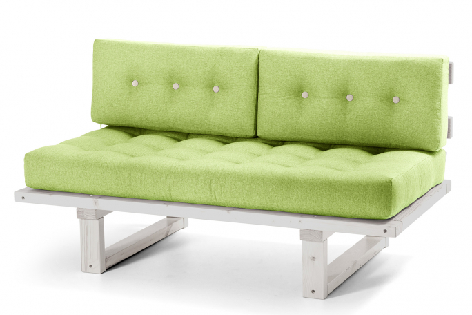 Кушетка "Торн-М" беленый дуб, зеленая рогожка