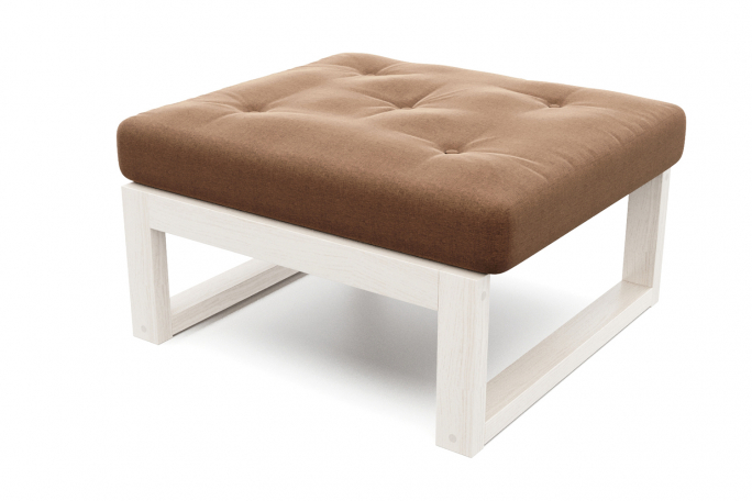 Пуф "Амбер" беленый дуб, коричневая рогожка