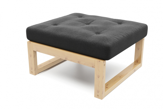 Пуф "Амбер" сосна, черная рогожка