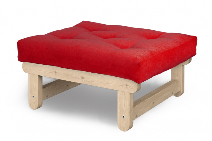 Пуф "Сламбер" сосна, красный вельвет