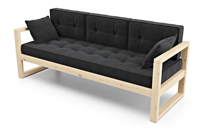 Диван "Астер Б" сосна, черная рогожка
