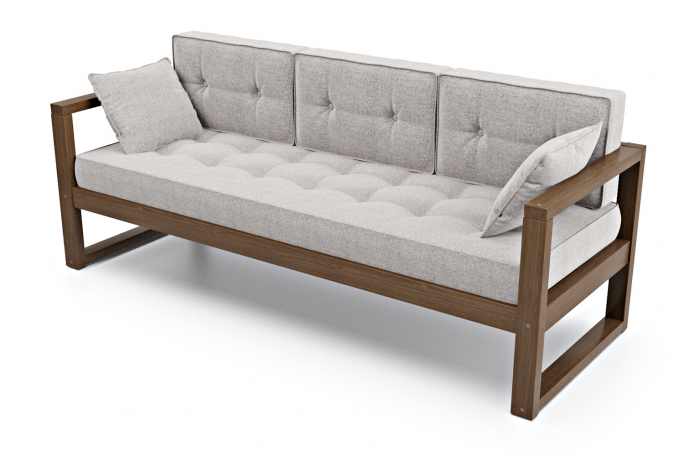 Диван "Астер Б" орех, серая рогожка