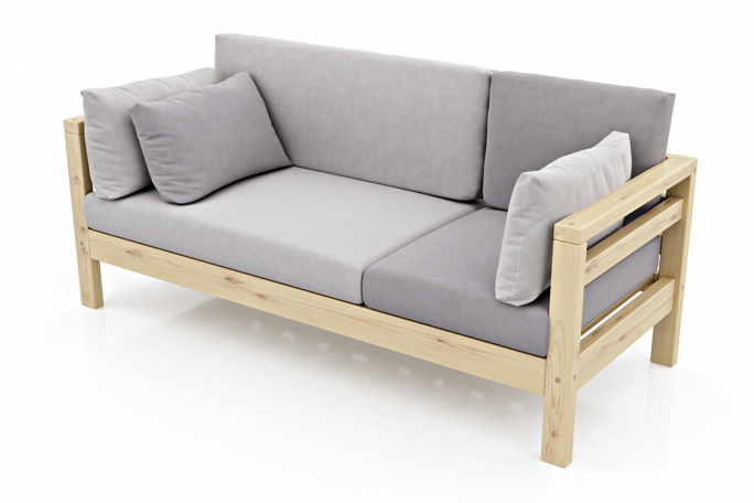 Диван "Домино Б" сосна, светло-серый и темно-серый велюр