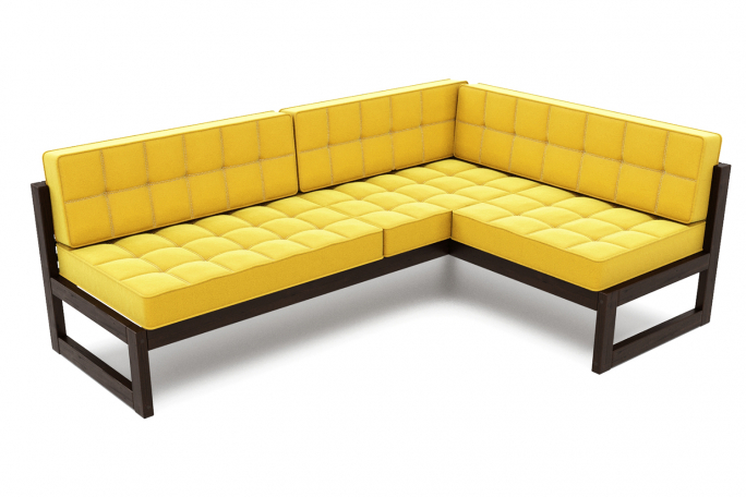 Диван угловой "Сега У" венге, желтый велюр