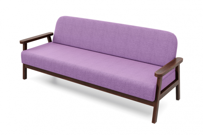 Диван "Флори Б" орех, фиолетовая рогожка