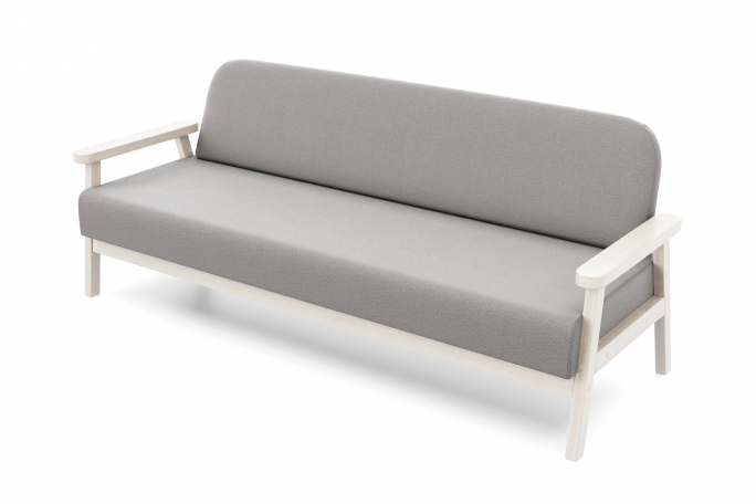 Диван "Флори Б" беленый дуб, серый велюр