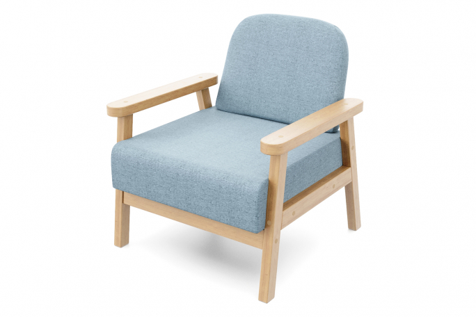 Кресло для отдыха "Флори" береза, голубая рогожка