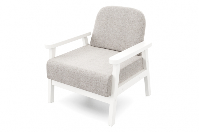 Кресло для отдыха "Флори" белая эмаль, серая рогожка