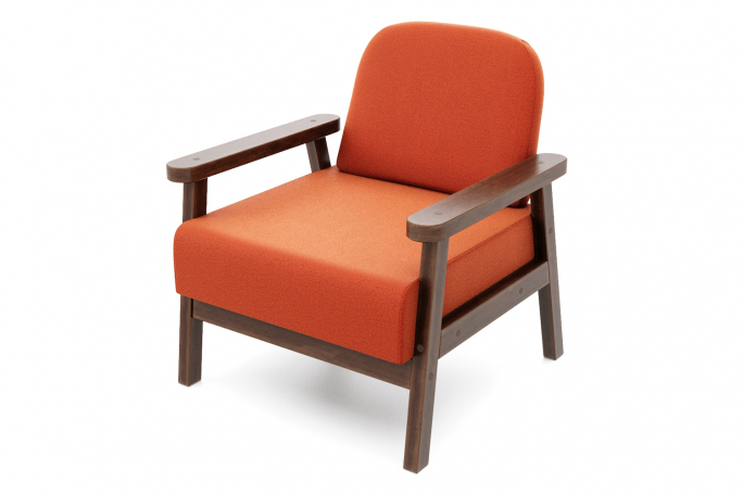 Кресло для отдыха "Флори" орех, оранжевый велюр