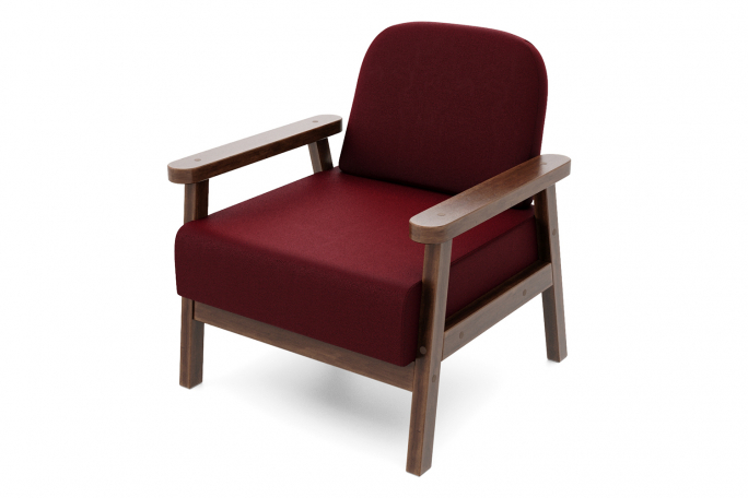 Кресло для отдыха "Флори" орех, бордовый велюр