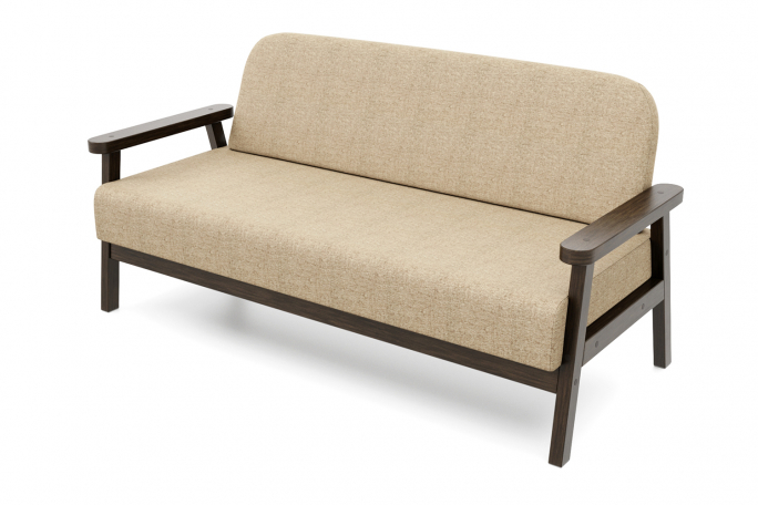 Диван "Флори М" венге, бежевая рогожка