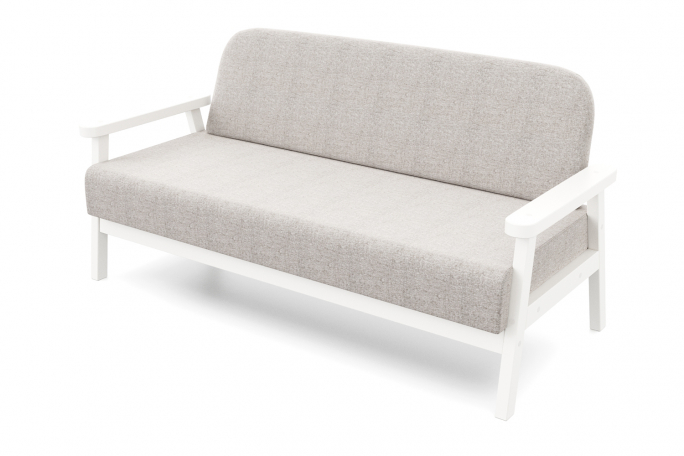 Диван "Флори М" белая эмаль, серая рогожка