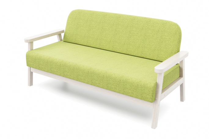 Диван "Флори М" беленый дуб, зеленая рогожка