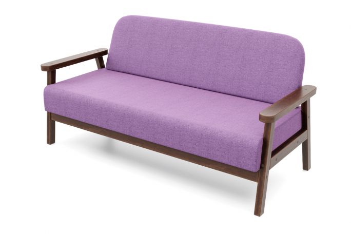 Диван "Флори М" орех, фиолетовая рогожка