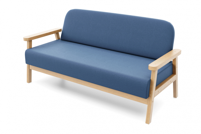 Диван "Флори М" береза, голубой велюр