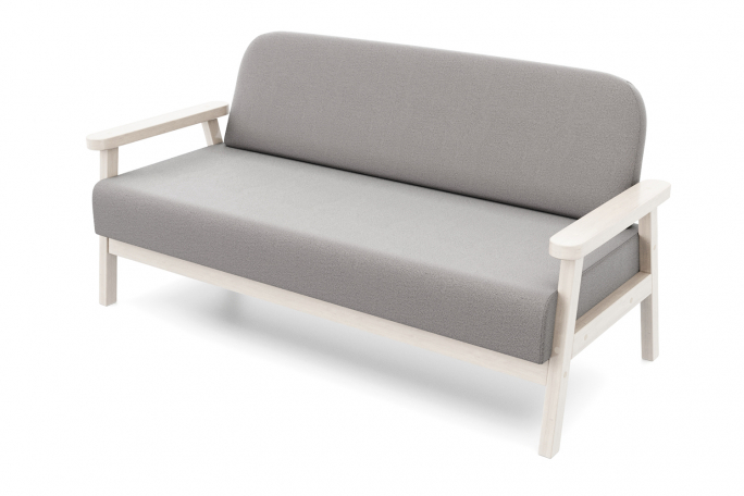 Диван "Флори М" беленый дуб, серый велюр