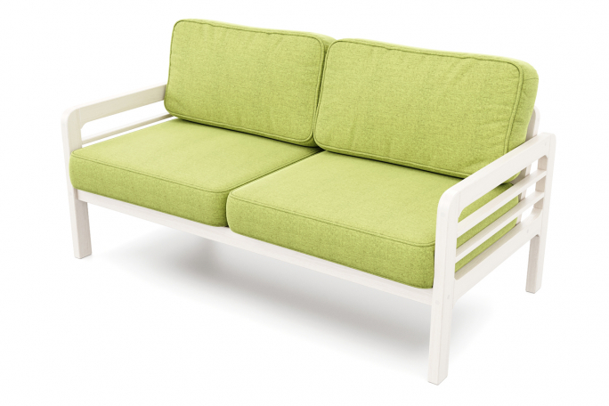 Диван "Бергер Б" беленый дуб, зеленая рогожка