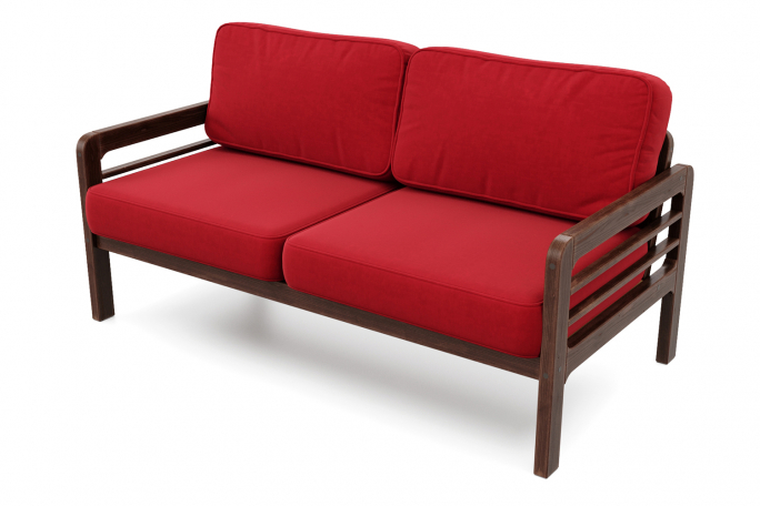 Диван "Бергер Б" орех, красный велюр