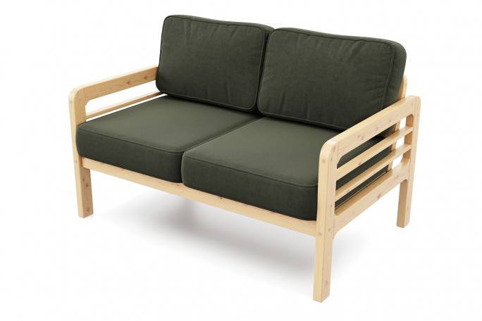 Диван "Бергер М" сосна, зеленый велюр
