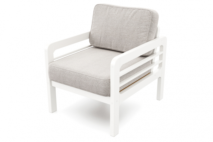 Кресло для отдыха "Бергер" белая эмаль, серая рогожка