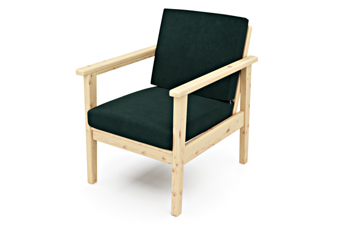 Кресло для отдыха "Лориан" сосна, зеленый велюр