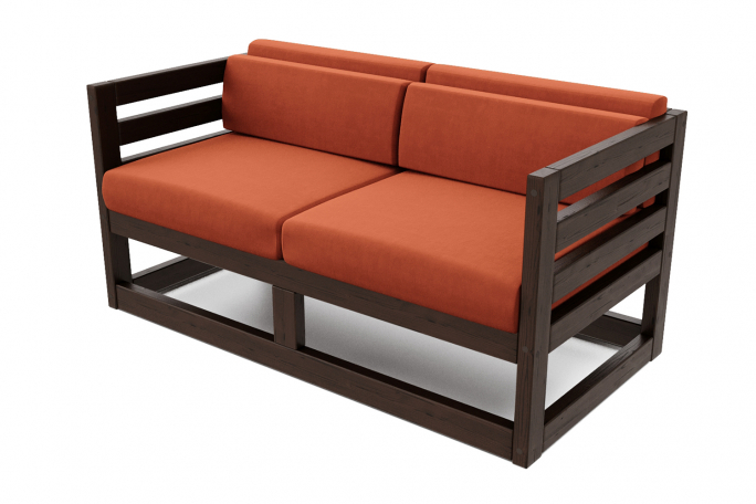 Диван "Магнус М" венге, терракотовый велюр