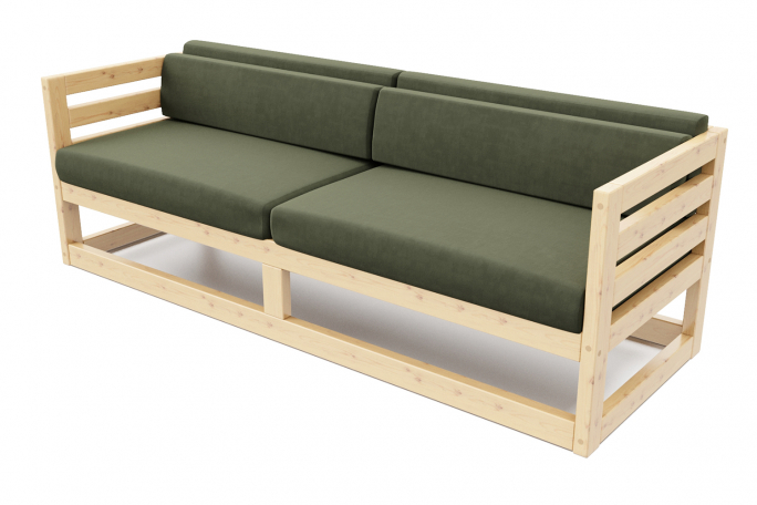 Диван "Магнус Б" сосна, зеленый велюр