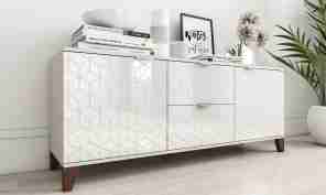 Современный комод в гостиную "Сканди 1" White (вайт) глянец