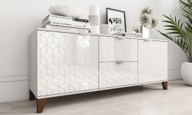 Современный комод в гостиную "Сканди 1" White (вайт) глянец