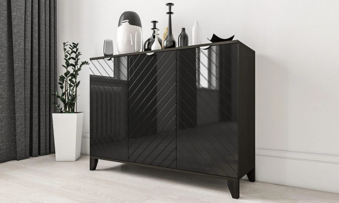 Комод "Сканди 11" черный глянец