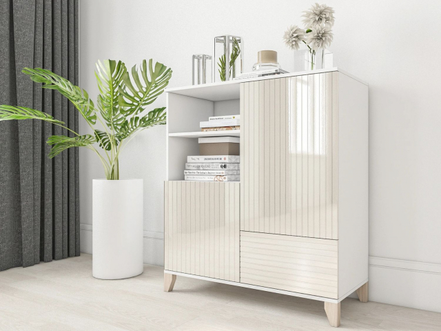 Комод "Сканди 19" ваниль глянец