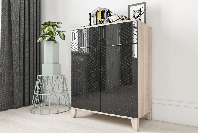 Комод "Сканди 23" черный глянец