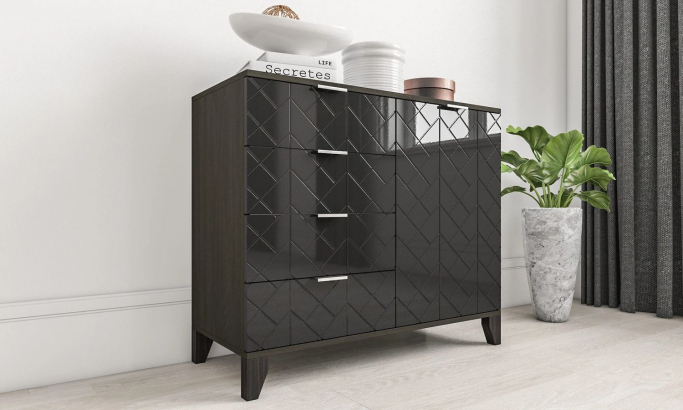 Комод "Сканди 26" черный глянец